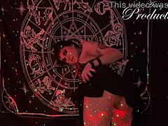 The gothic girl is having sex with her beloved in ritual