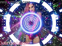 Bimbo in cosplay becomes slut with rabbit toy.