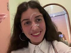 A stunning woman enjoyed lunch with a twist
