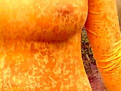 Milf Flashes Perfect Tits in See-Through Wet Shirt Outdoors