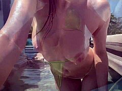 Italian milf Artemisia Love bares big tits in public beach compilation.