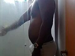 Look at this big black cock i'm showing off in public