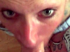 Slut Sucks Cock in Staring Contest