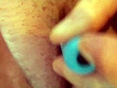 brittbflyspread4u plays with vibrator on tight milf pussy in close-up action