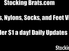 Detailed Toe Sucking In Stockings During Lesbian Femdom Session