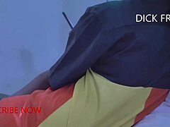 Quickie with dripping European lover in bed, full on Red Sheer