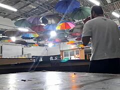 i didn’t know she sucked at pool but damn she took it good in public bathroom