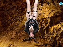 A hot amateur teen in a bat costume on Camsoda masturbates upside down to an epic orgasm.