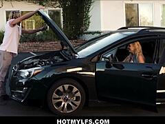 Blonde Milf Rewards Car Fixer Boy with Intense Fuck to Orgasm