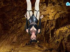 A hot amateur teen in a bat costume on Camsoda masturbates upside down to an epic orgasm.