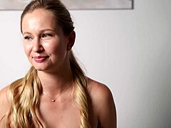 Blonde beauty fingers her tight ass deeply