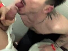 Agroboy Gets Blowjob in Bathroom by Amateur Beauty