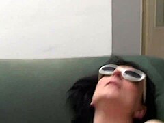 Naughty Italian milf takes wet cock deep in her natural tits hole