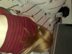 blonde bombshell takes it from behind, ass spanked, hair pulled tight.