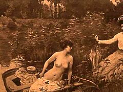 vintage erotic animation features hairy doggystyle scenes from antique times