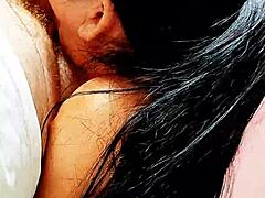 Blonde plays with boyfriend in bed