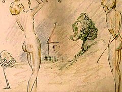 vintage erotic animation features hairy doggystyle scenes from antique times