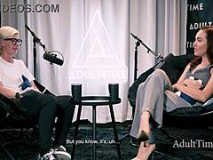 Petite 18+ redhead dives into bold casting interview on lesbian pornstar life with Bree Mills and Freya Parker