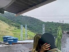 The married woman humiliates her husband by blowing a huge cock.