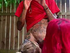 Redhead leads rough interracial 4some orgy with intense group action