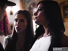 lesbian couple dominates priest into pussy licking