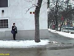 This redhead BBW milf is peeing in public, can you believe it?