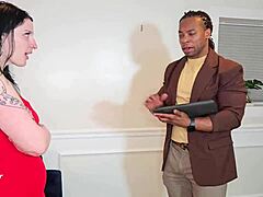 Tattooed nympho slut seduces bbc code enforcer on sofa for interracial cumshot