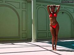 Very hot Russian pornstar Mary Kalisy by the pool in lingerie 😍