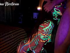 Fucked Slim Girl Under UV Light