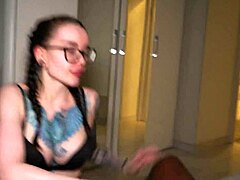 brunette tattoo artist devours my raging cock in quickie