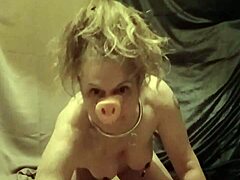 slave whore eats pig slop doggy