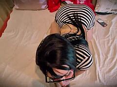 Gothic extra small pussy fucked hard doggystyle and filled with cum in pov