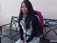 stranded thai girl gets facial from public agent stranger