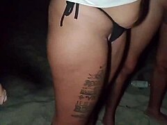 uhh behind the scenes flashing with bbw grazy sapeca on beach...