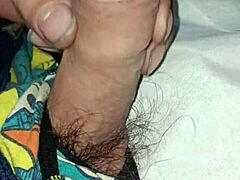 this guy with a small cock cums fast during solo masturbation at home.