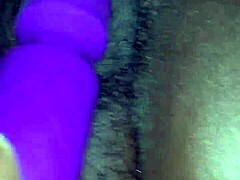 Ebony teen reaches creamy orgasm with toys