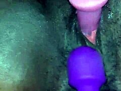 Ebony teen reaches creamy orgasm with toys