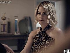 Stepmom helps stepson with big cock using hands