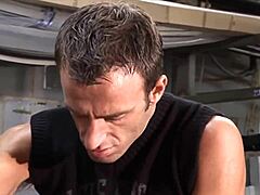 brunette coed girl gets missionary pussy cunilingus and natural tits muff diving threesome