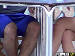 Spying on Couple Fucking Through Window in Public