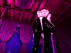 gothic girl in a bdsm pegging virtual reality experience