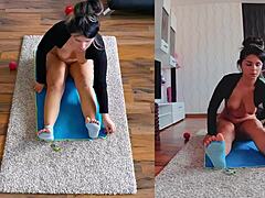 unleashing the sensual side with dual cam naked yoga, exposing big ass and asshole worship