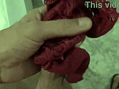 Extreme kinky mommy catches 18 year old stepson masturbating with her dirty panties in old young mature mother in law scene
