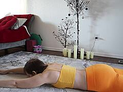 Intriguing yoga lesson with a european milf friend