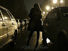 autumn naked walk with pretty young girl