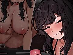 Big tits girl dominates small cock with her tits. Intense bedroom scene.