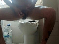 He shaved his big dick and spat out lots of milk!