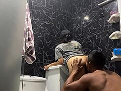 I munched my friend's girlfriend's pussy in the gym bathroom, keeping it secret from Carlos