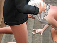 feeling intense emotions during group sex on floor and chair.