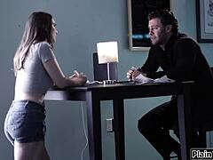 brunette filipina lets boss fuck her with big cock for job